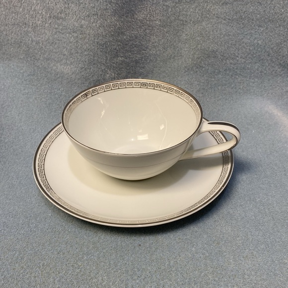 NORITAKE SILVER KEY NORITAKE CHINA PATTERN 5941 Flat Cup and Saucer Set - Picture 3 of 12